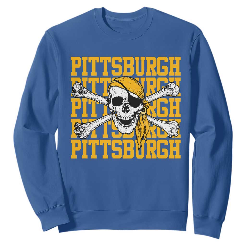 Pittsburgh Lovers Sweatshirt Retro Pennsylvania Steel City Pirate Skull TS10 Royal Blue Print Your Wear