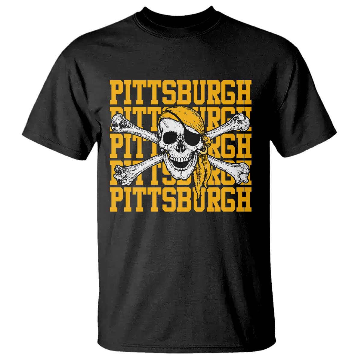 Pittsburgh Lovers T Shirt Retro Pennsylvania Steel City Pirate Skull TS10 Black Print Your Wear