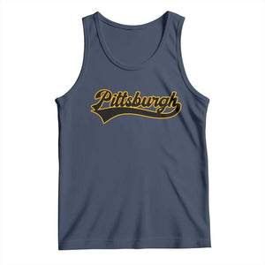 Vintage Pittsburgh Tank Top Varsity Script Retro Sports Jersey Style Baseball Fans TS10 Navy Print Your Wear