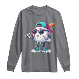 Baseball Life Style Long Sleeve Shirt Youth Drip Baseball Boys Kid TS10 Charcoal Print Your Wear