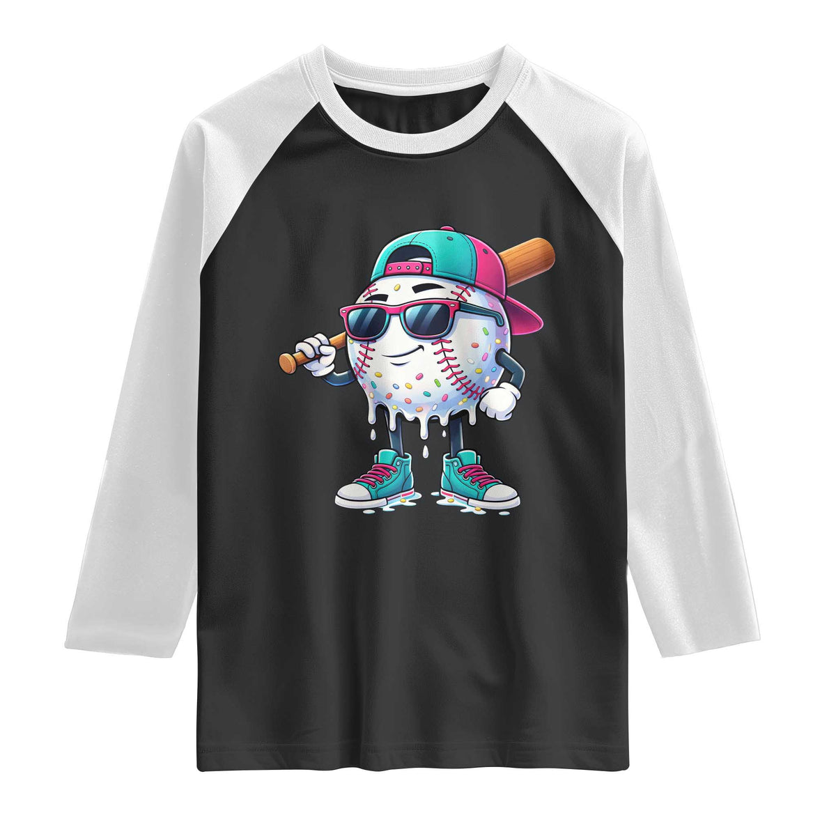 Baseball Life Style Raglan Shirt Youth Drip Baseball Boys Kid TS10 Black White Print Your Wear