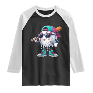 Baseball Life Style Raglan Shirt Youth Drip Baseball Boys Kid TS10 Black White Print Your Wear