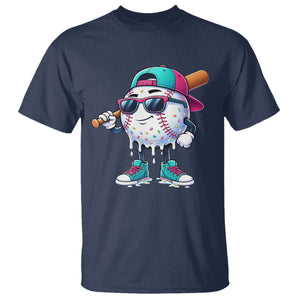 Baseball Life Style T Shirt Youth Drip Baseball Boys Kid TS10 Navy Print Your Wear