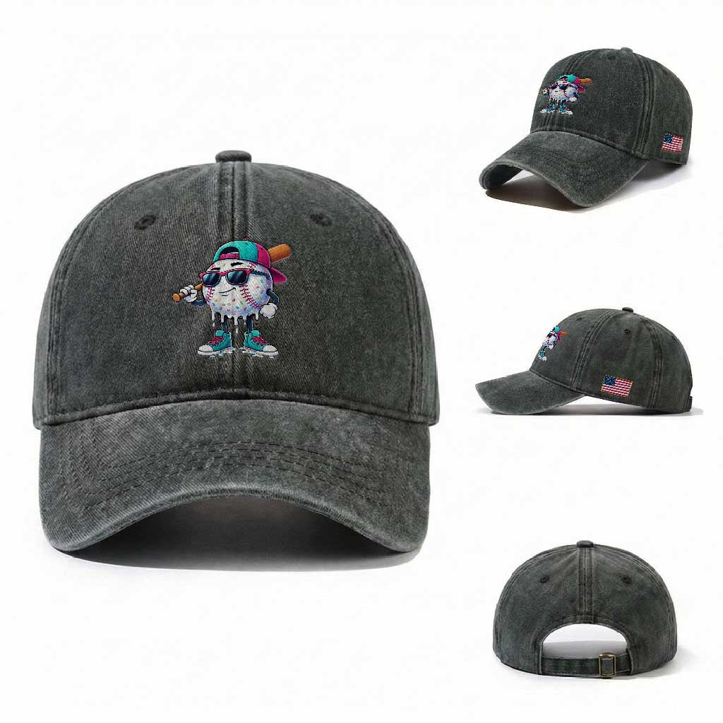 Baseball Life Style Washed Cotton Baseball Cap Youth Drip Baseball Boys Kid TS10 Washed Cap Universal Fit Dark Green Print Your Wear