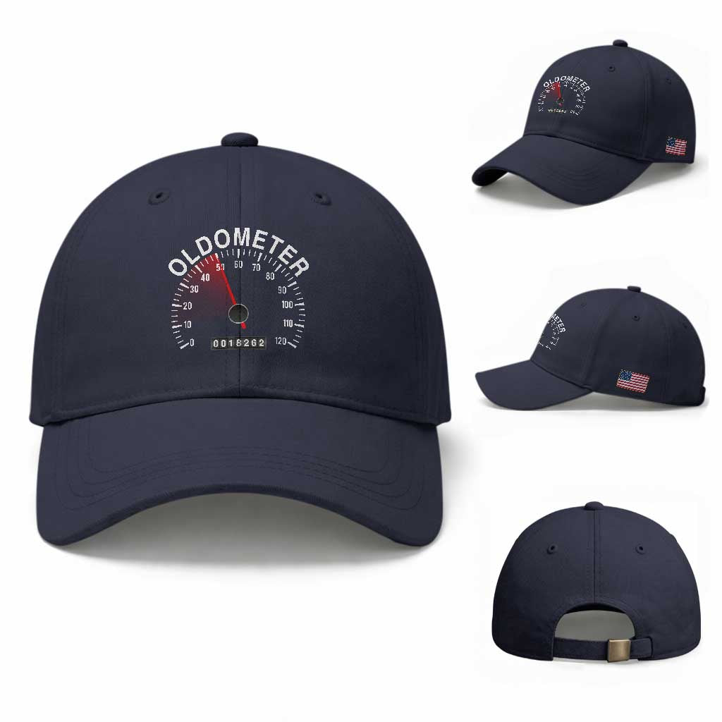 Funny 50th Birthday Baseball Cap Oldometer Odometer 50 Year Old Joke TS10 Baseball Cap Universal Fit Navy Print Your Wear