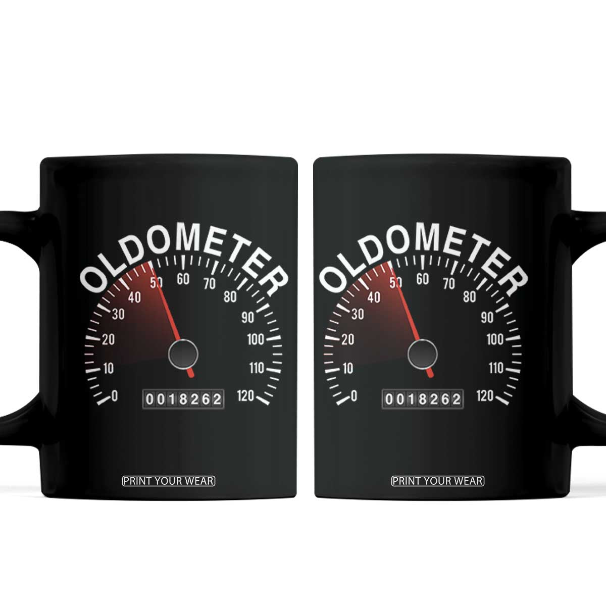 Funny 50th Birthday Coffee Mug Oldometer Odometer 50 Year Old Joke TS10 Black Print Your Wear