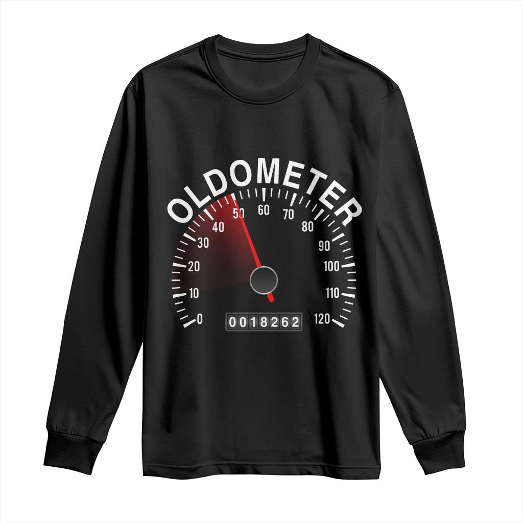 Funny 50th Birthday Long Sleeve Shirt Oldometer Odometer 50 Year Old Joke TS10 Black Print Your Wear