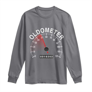 Funny 50th Birthday Long Sleeve Shirt Oldometer Odometer 50 Year Old Joke TS10 Charcoal Print Your Wear
