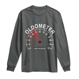 Funny 50th Birthday Long Sleeve Shirt Oldometer Odometer 50 Year Old Joke TS10 Dark Heather Print Your Wear