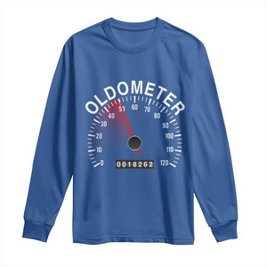 Funny 50th Birthday Long Sleeve Shirt Oldometer Odometer 50 Year Old Joke TS10 Royal Blue Print Your Wear