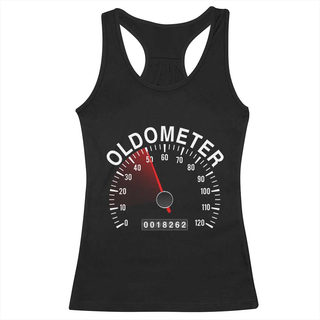 Funny 50th Birthday Racerback Tank Top Oldometer Odometer 50 Year Old Joke TS10 Black Print Your Wear