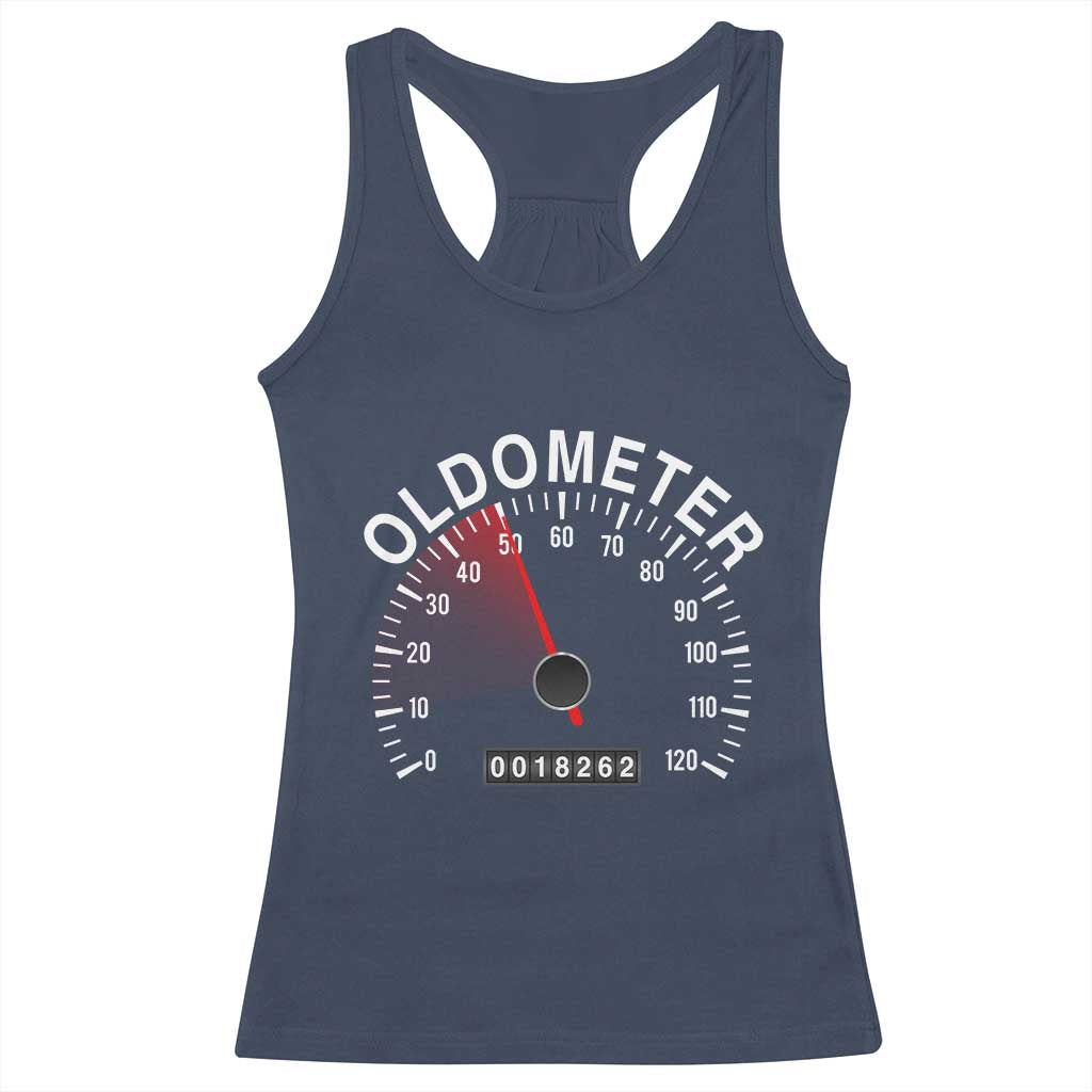 Funny 50th Birthday Racerback Tank Top Oldometer Odometer 50 Year Old Joke TS10 Navy Print Your Wear