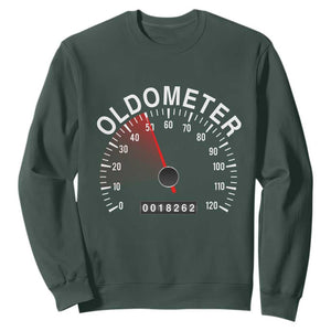 Funny 50th Birthday Sweatshirt Oldometer Odometer 50 Year Old Joke TS10 Dark Forest Green Print Your Wear