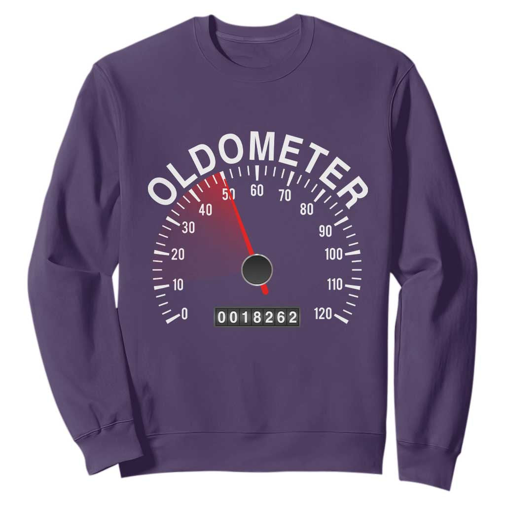Funny 50th Birthday Sweatshirt Oldometer Odometer 50 Year Old Joke TS10 Purple Print Your Wear