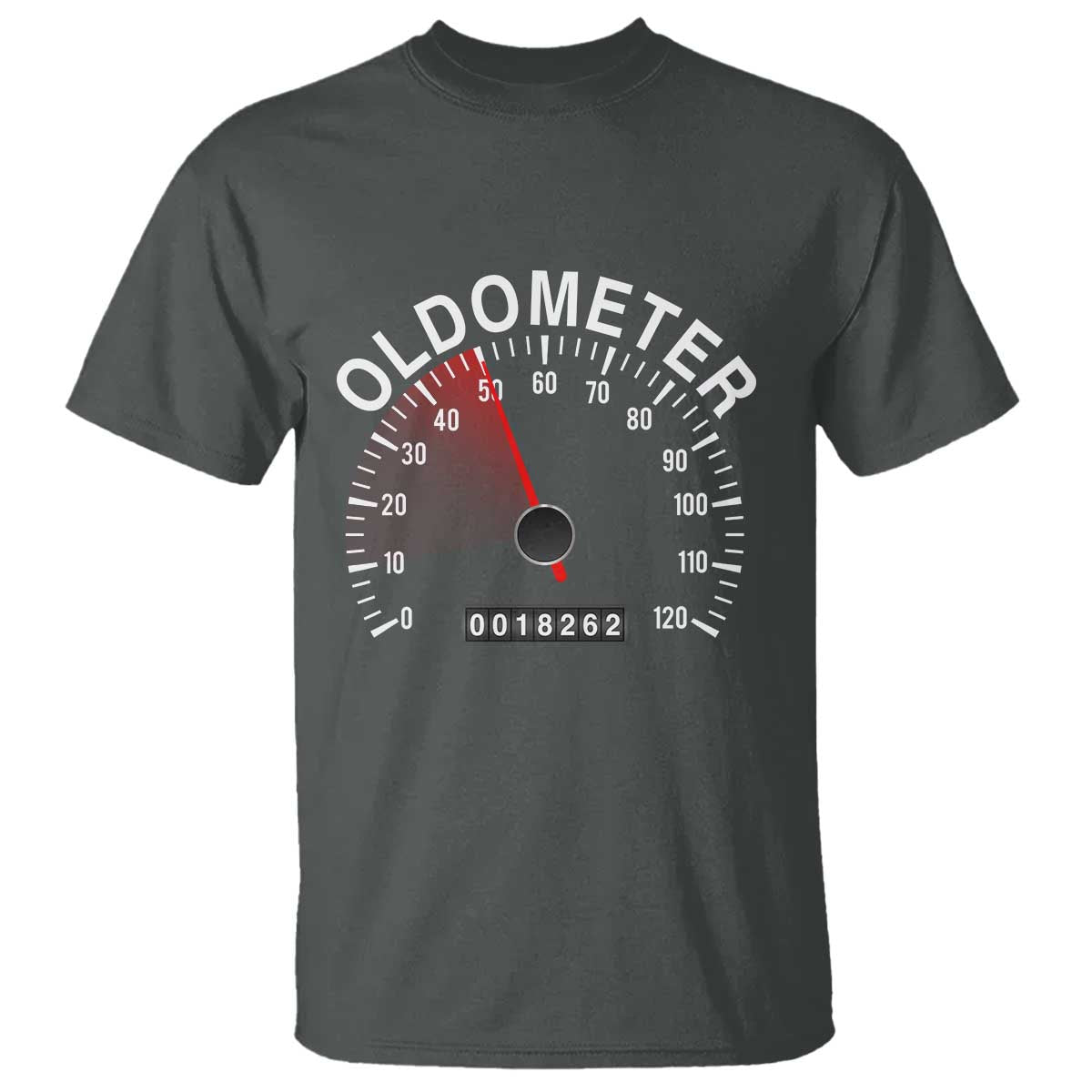 Funny 50th Birthday T Shirt Oldometer Odometer 50 Year Old Joke TS10 Dark Heather Print Your Wear