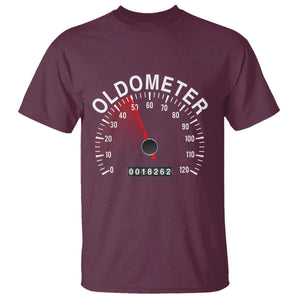 Funny 50th Birthday T Shirt Oldometer Odometer 50 Year Old Joke TS10 Maroon Print Your Wear