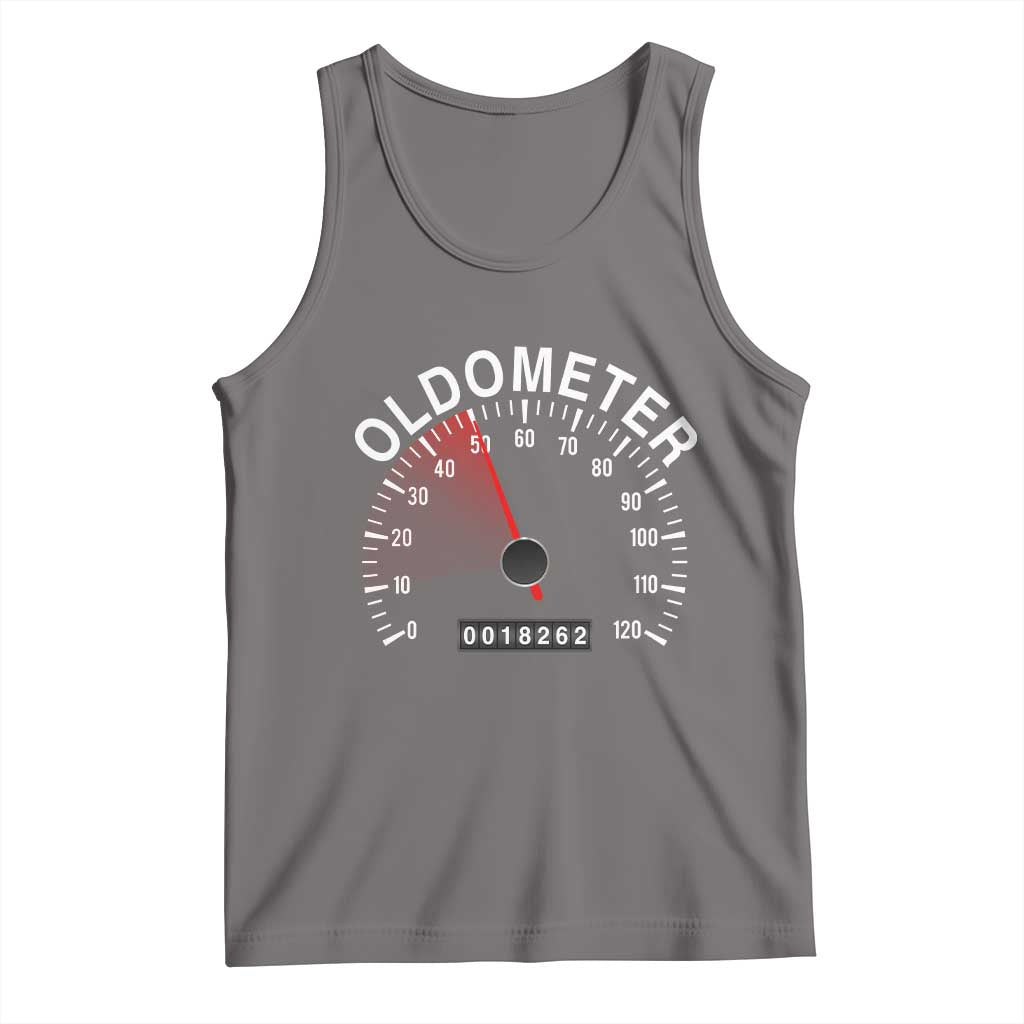Funny 50th Birthday Tank Top Oldometer Odometer 50 Year Old Joke TS10 Deep Heather Print Your Wear