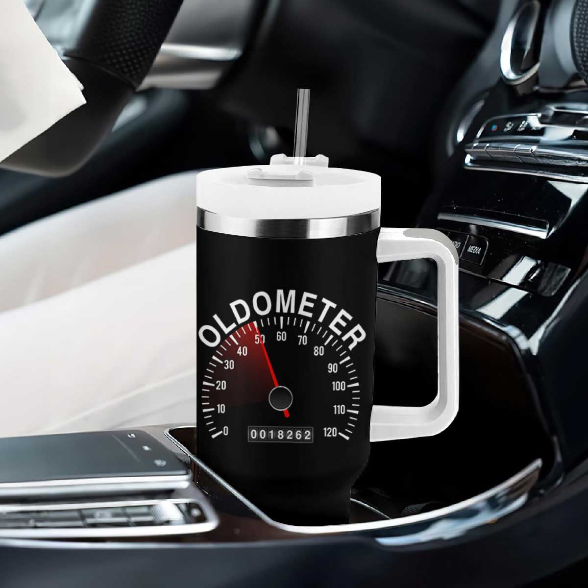 Funny 50th Birthday Tumbler With Handle Oldometer Odometer 50 Year Old Joke TS10 Print Your Wear