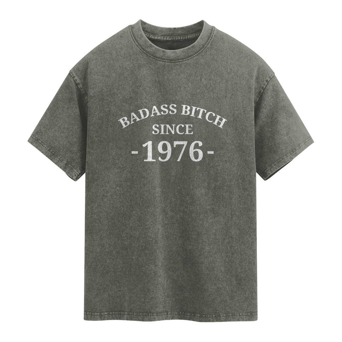 Funny 50th Birthday Washed Cotton T-Shirt Badass Bih Since 1976