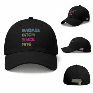 Funny 50th Birthday Baseball Cap Retro Vintage Badass Bih Since 1976 TS10 Baseball Cap Universal Fit Black Print Your Wear