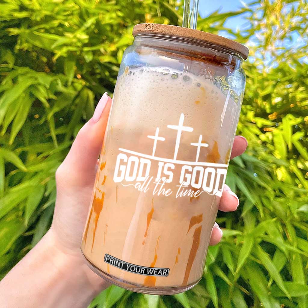 God Is Good Glass Can Jesus Cross Minimal Religious Faith Bible Verse Inspirational TS10 Black Print Your Wear