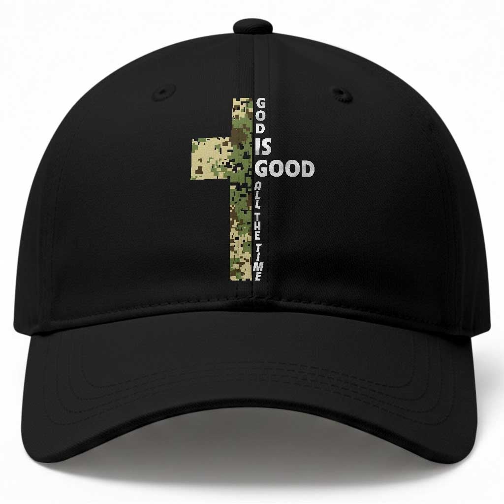 God Is Good Baseball Cap Camo Cross Religious Jesus Faith Bible Verse Inspirational TS10 Print Your Wear