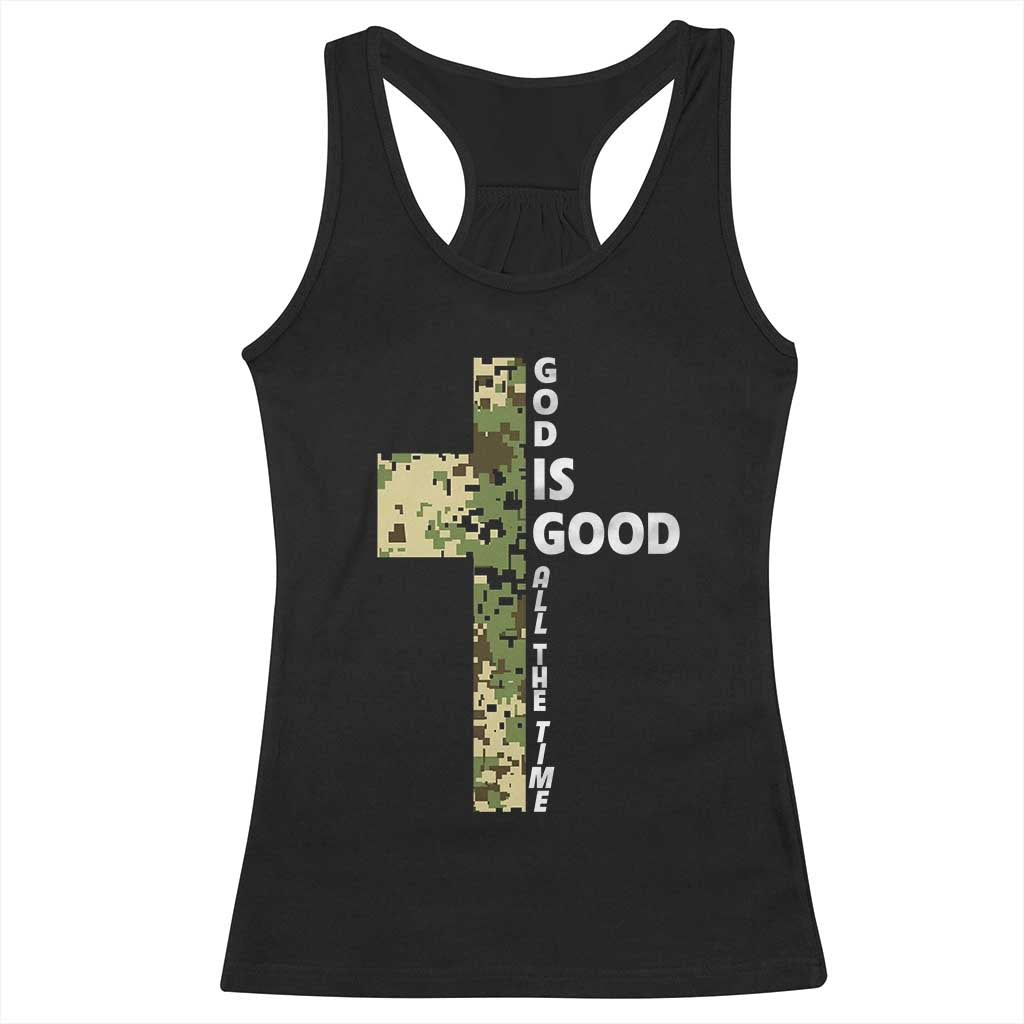 God Is Good Racerback Tank Top Camo Cross Religious Jesus Faith Bible Verse Inspirational TS10 Black Print Your Wear