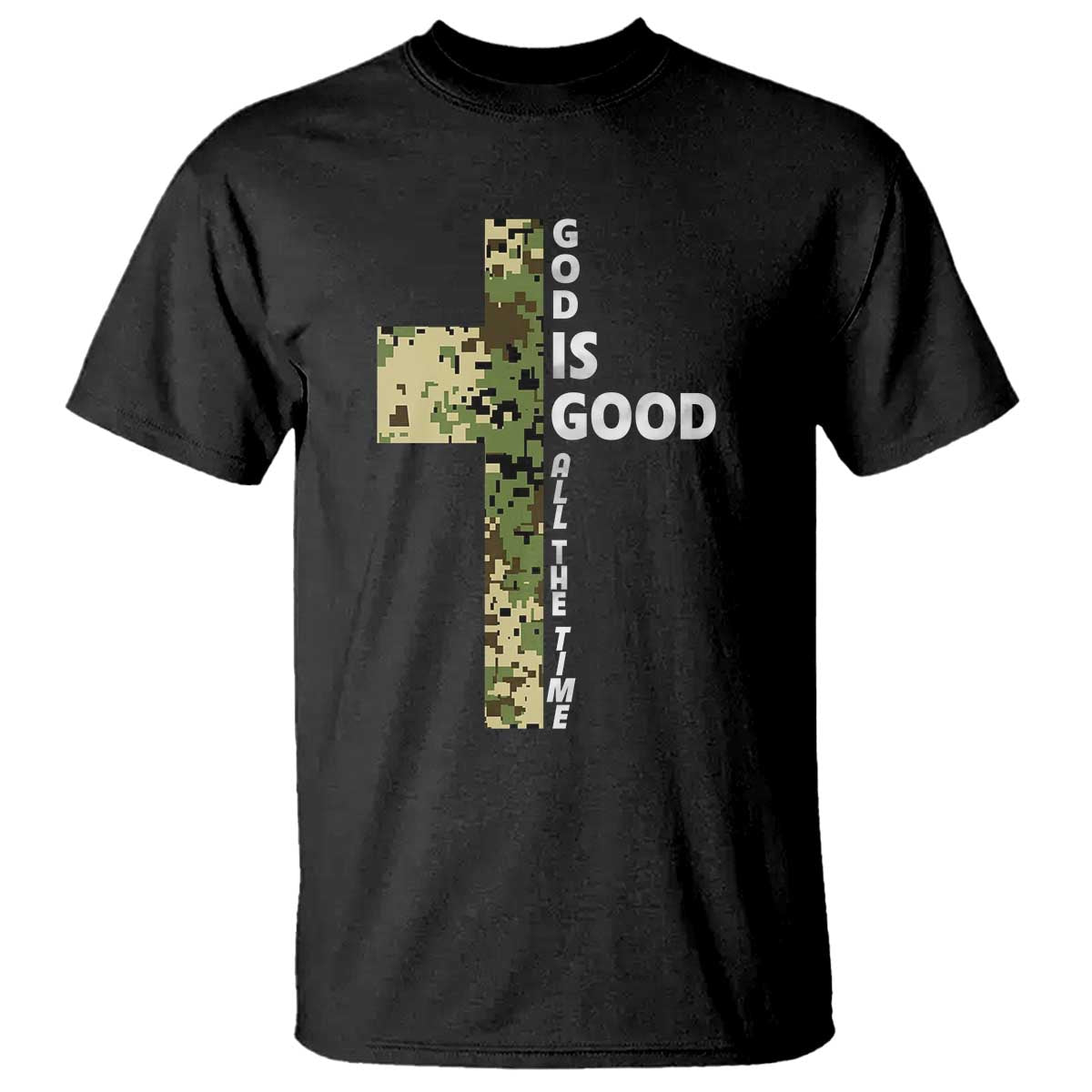 God Is Good T Shirt Camo Cross Religious Jesus Faith Bible Verse Inspirational TS10 Black Print Your Wear