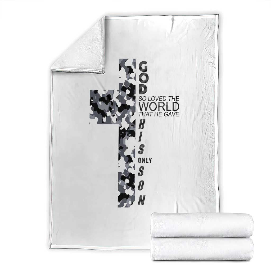 Son Of God Jesus Throw Blanket Camo Christ Cross Christian 9 John 3 16 TS10 White Print Your Wear