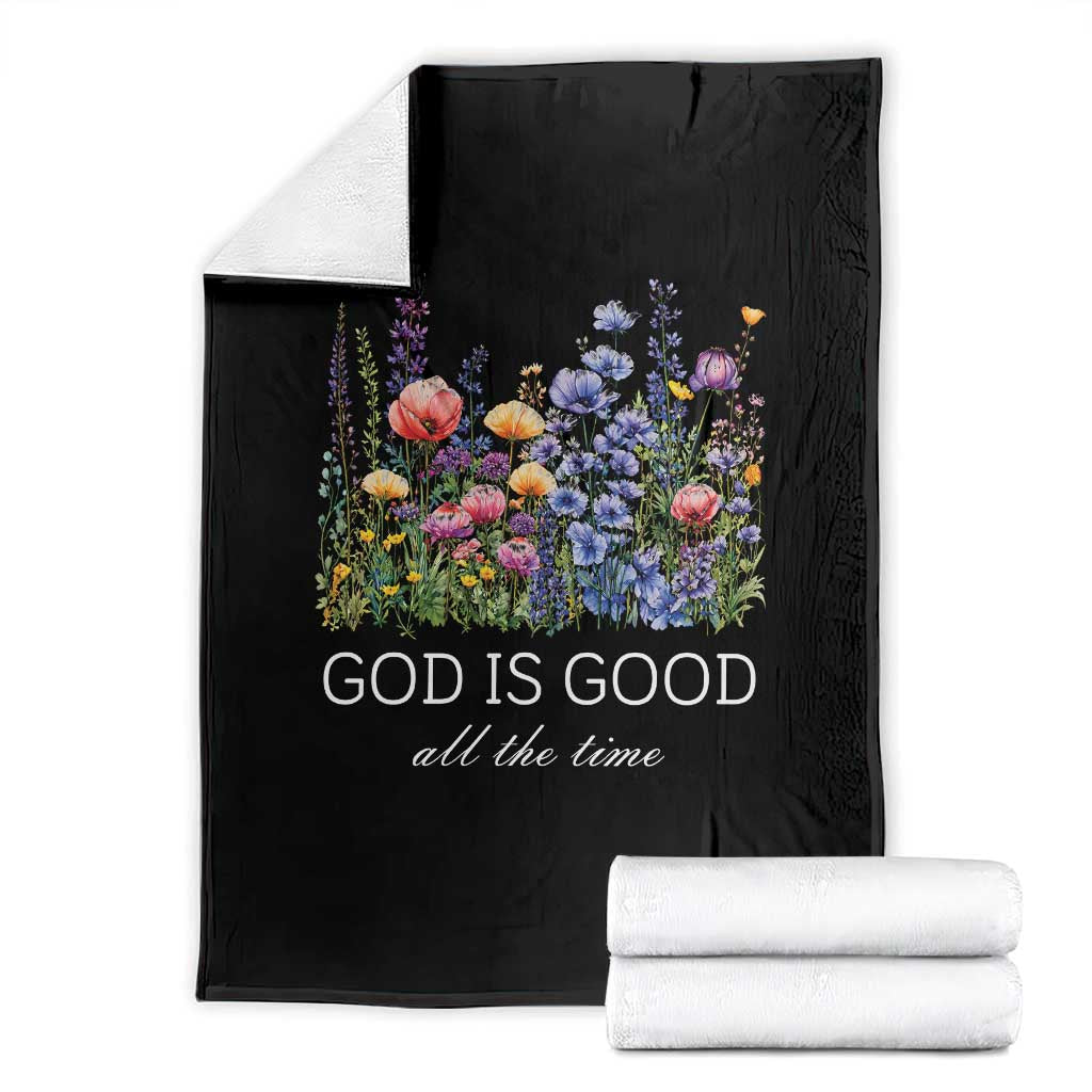 God Is Good Throw Blanket Wildflower Christian Jesus Graphic Religious Bible Verse TS10 Black Print Your Wear