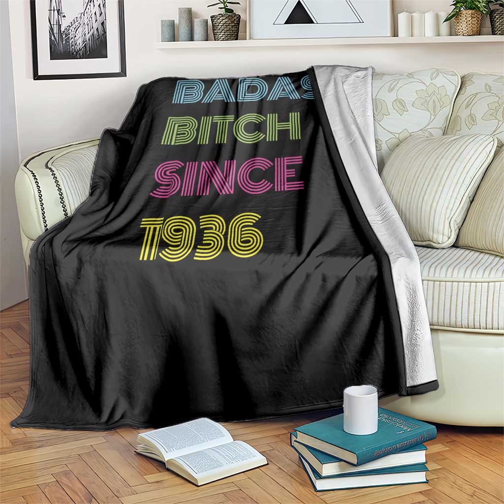 Funny 90th Birthday Throw Blanket Retro Vintage Badass Bih Since 1936 TS10 Print Your Wear
