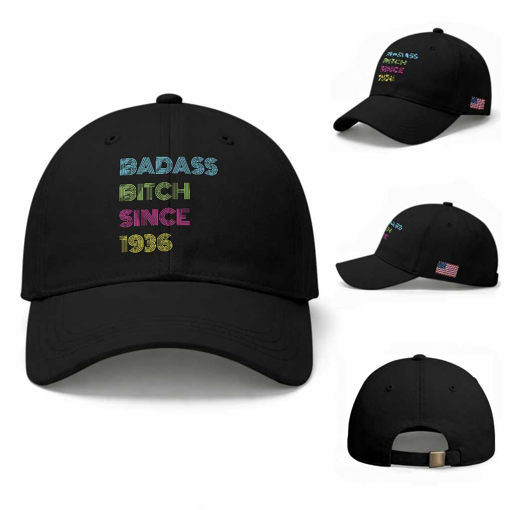 Funny 90th Birthday Baseball Cap Retro Vintage Badass Bih Since 1936 TS10 Baseball Cap Universal Fit Black Print Your Wear