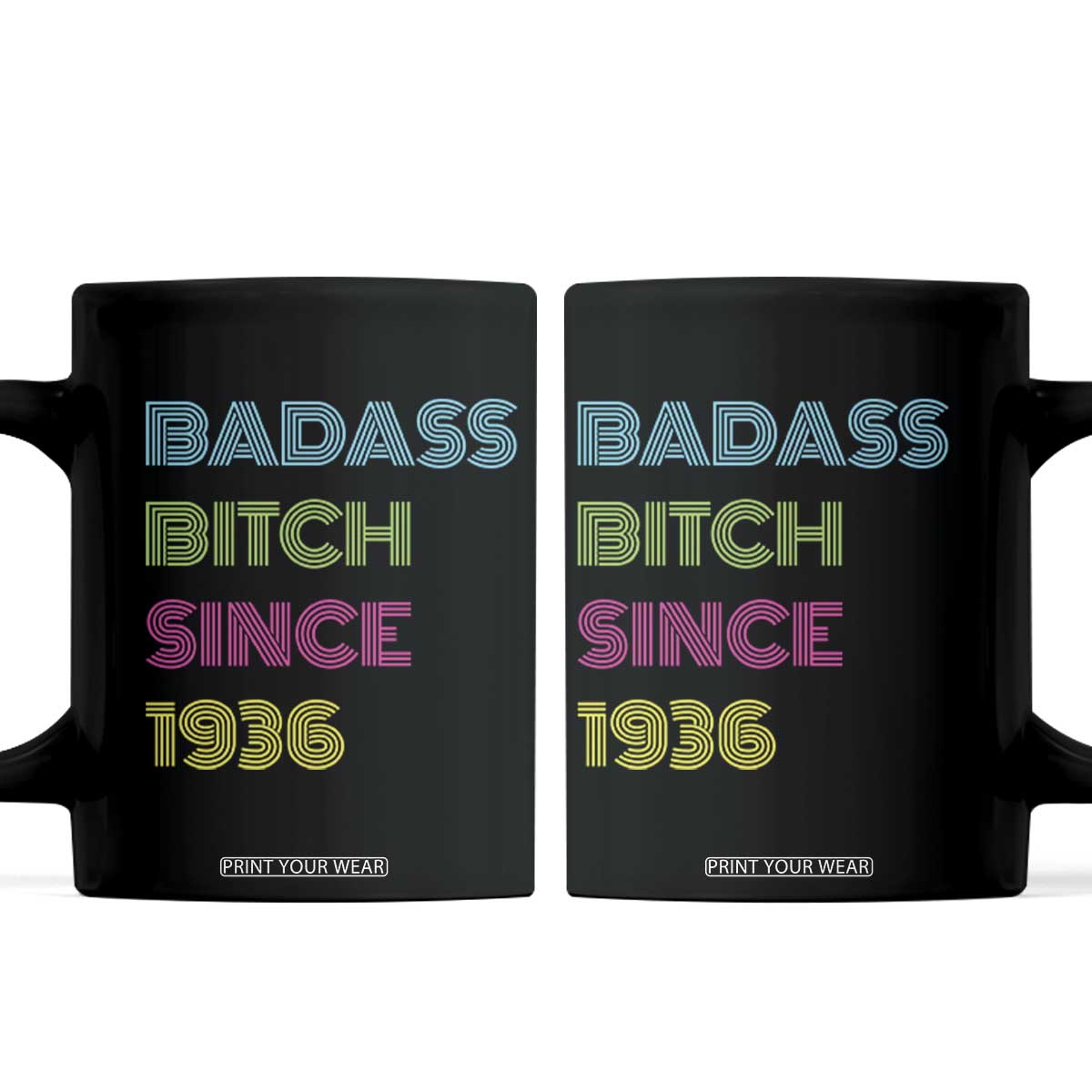 Funny 90th Birthday Coffee Mug Retro Vintage Badass Bih Since 1936 TS10 Black Print Your Wear