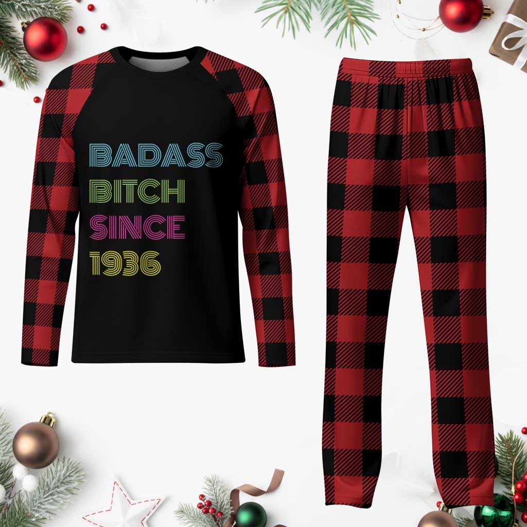 Funny 90th Birthday Plaid Pajama Set Retro Vintage Badass Bih Since 1936 TS10 Buffalo Plaid Print Your Wear