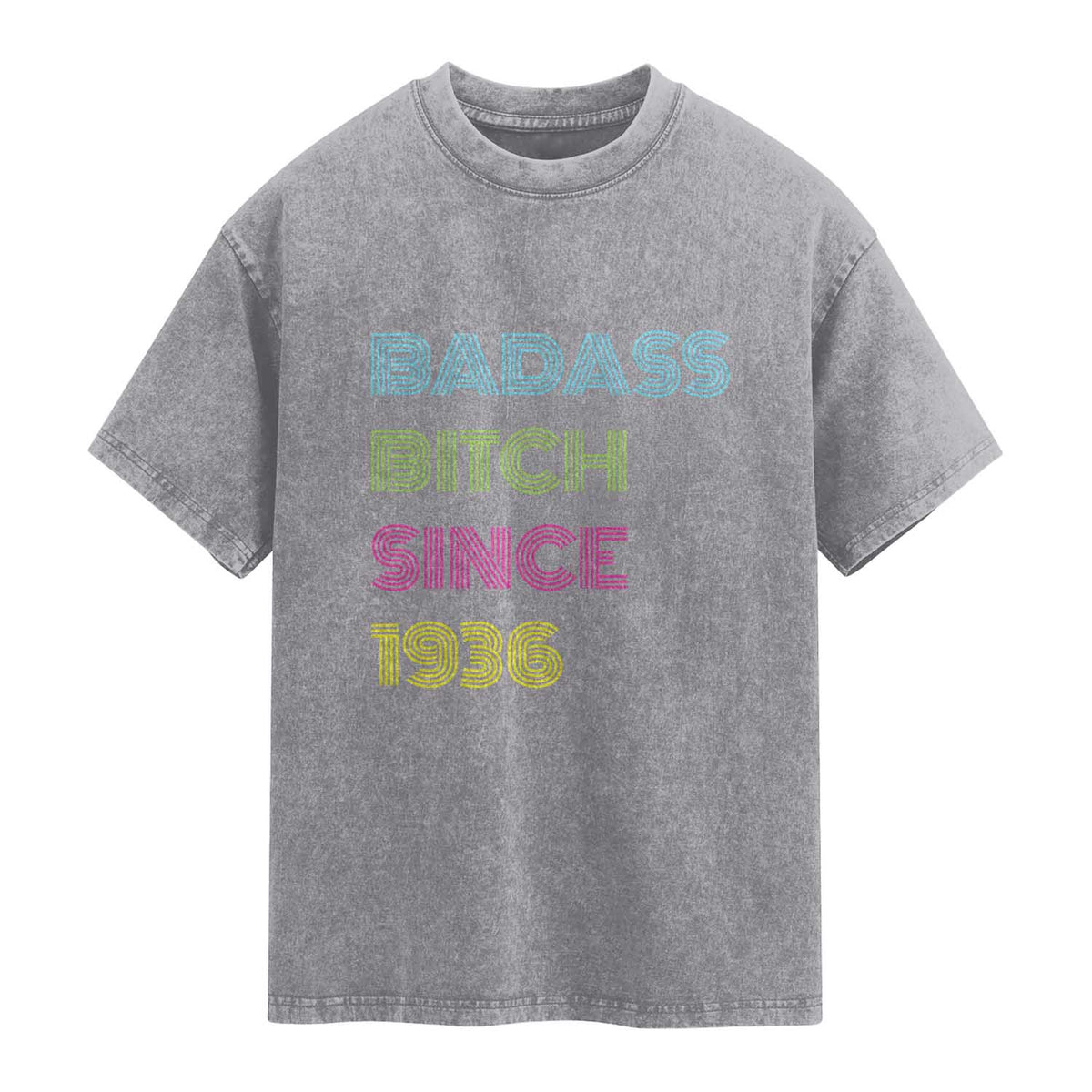 Funny 90th Birthday Washed Cotton T-Shirt Retro Vintage Badass Bih Since 1936