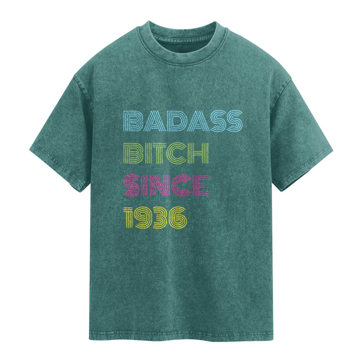 Funny 90th Birthday Washed Cotton T-Shirt Retro Vintage Badass Bih Since 1936