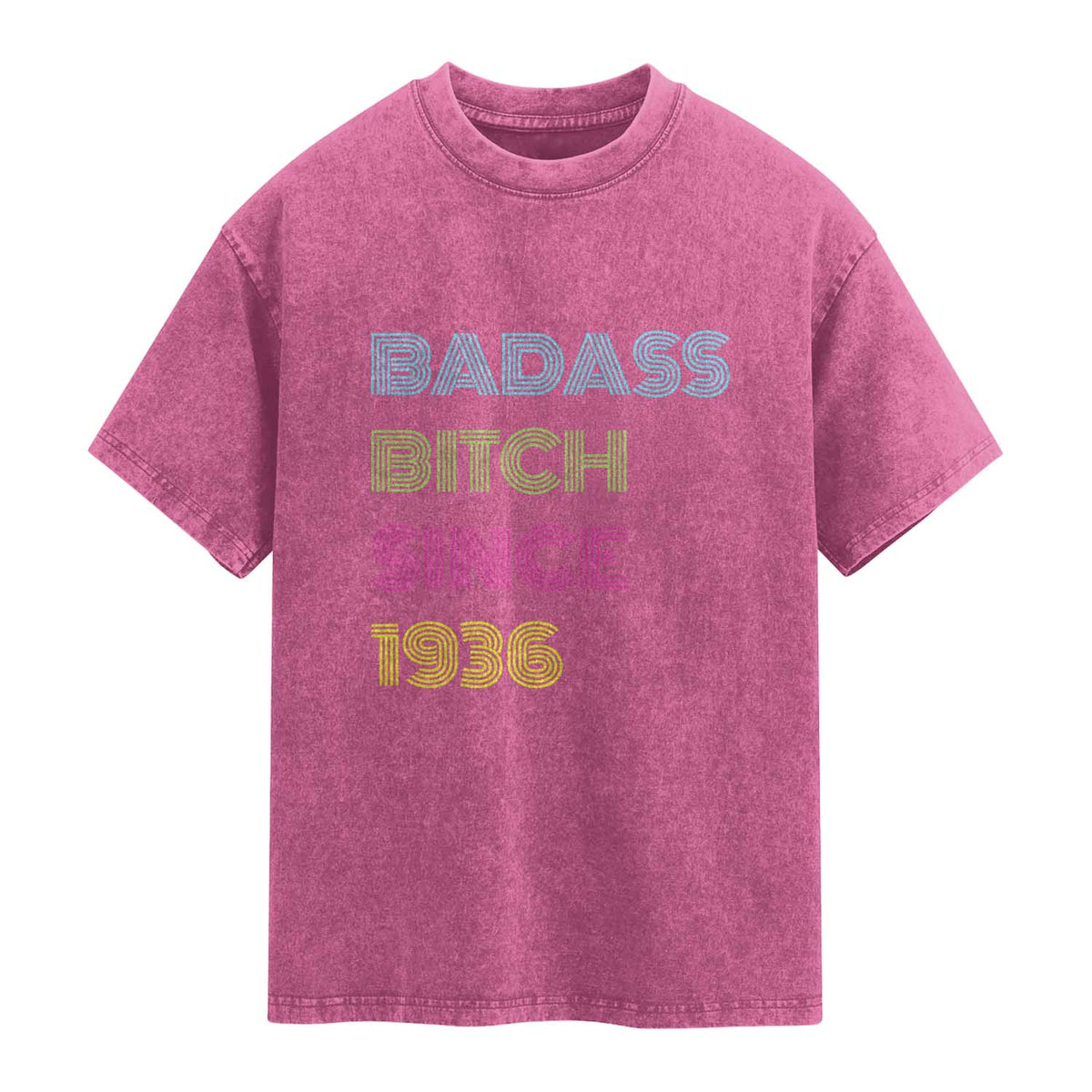Funny 90th Birthday Washed Cotton T-Shirt Retro Vintage Badass Bih Since 1936