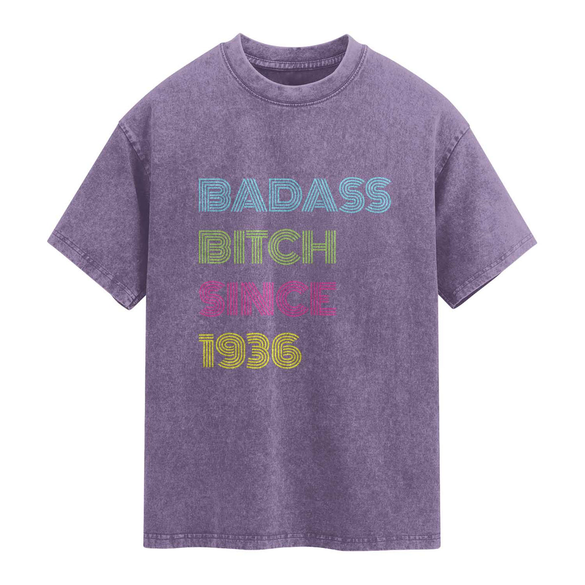 Funny 90th Birthday Washed Cotton T-Shirt Retro Vintage Badass Bih Since 1936