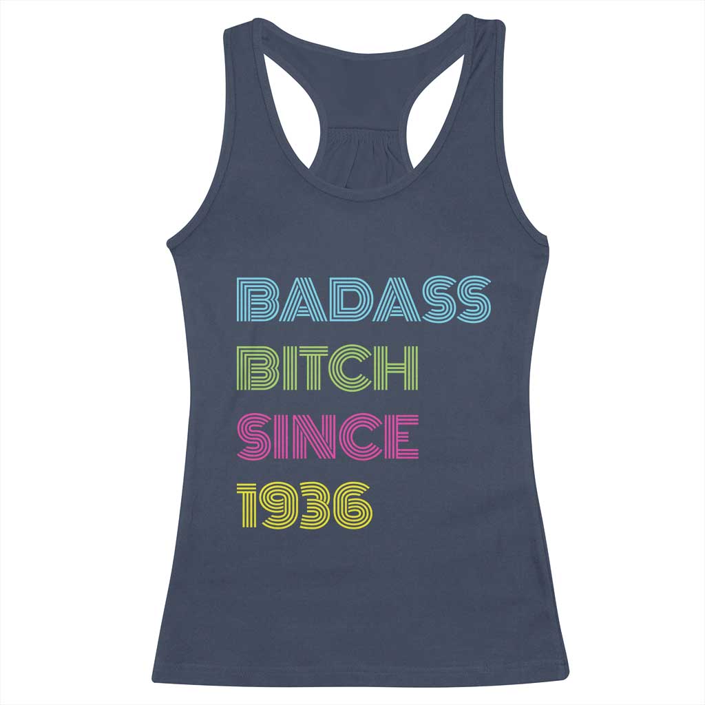 Funny 90th Birthday Racerback Tank Top Retro Vintage Badass Bih Since 1936 TS10 Navy Print Your Wear