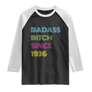 Funny 90th Birthday Raglan Shirt Retro Vintage Badass Bih Since 1936 TS10 Black White Print Your Wear