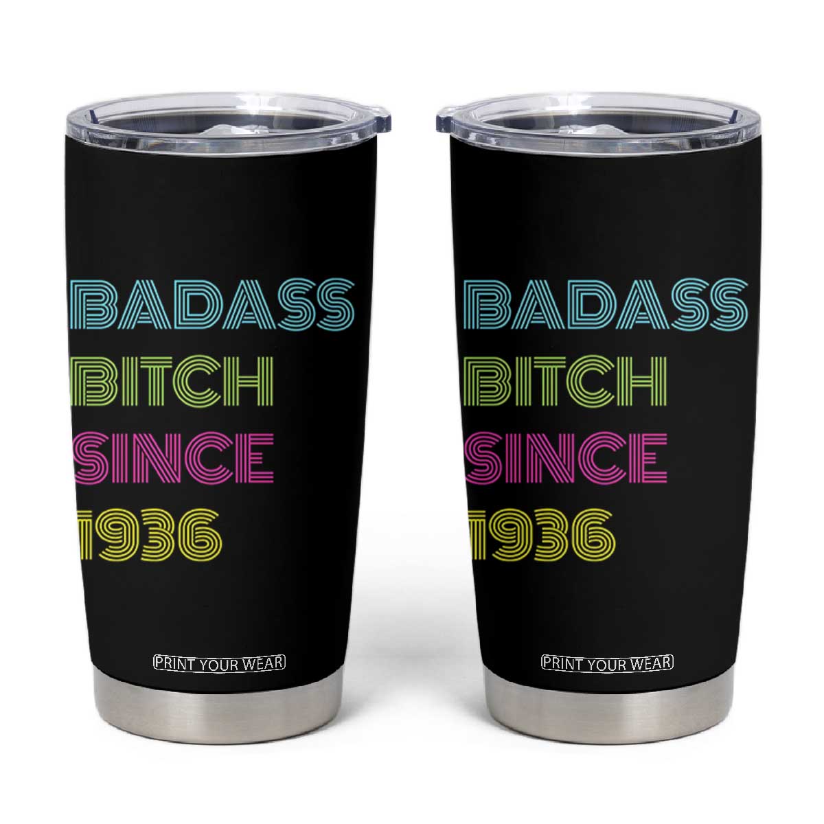 Funny 90th Birthday Tumbler Cup Retro Vintage Badass Bih Since 1936 TS10 Black Print Your Wear