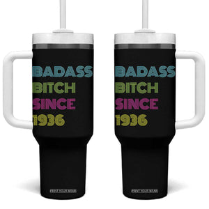 Funny 90th Birthday Tumbler With Handle Retro Vintage Badass Bih Since 1936 TS10 One Size: 40 oz Black Print Your Wear