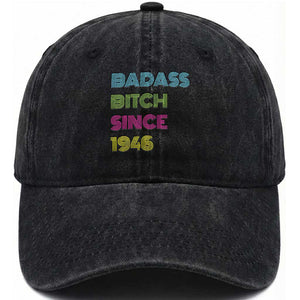 Funny 80th Birthday Washed Cotton Baseball Cap Retro Vintage Badass Bih Since 1946 TS10 Print Your Wear