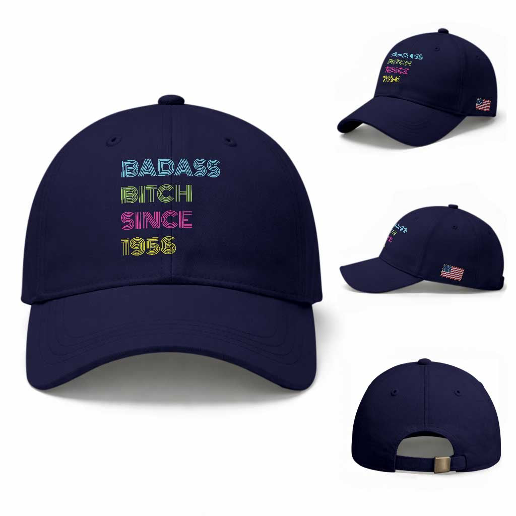 Funny 70th Birthday Baseball Cap Retro Vintage Badass Bih Since 1956 TS10 Baseball Cap Universal Fit Dark Blue Print Your Wear