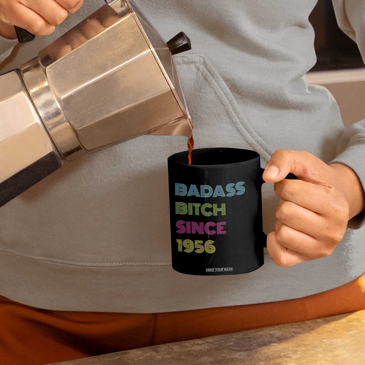 Funny 70th Birthday Coffee Mug Retro Vintage Badass Bih Since 1956 TS10 Print Your Wear