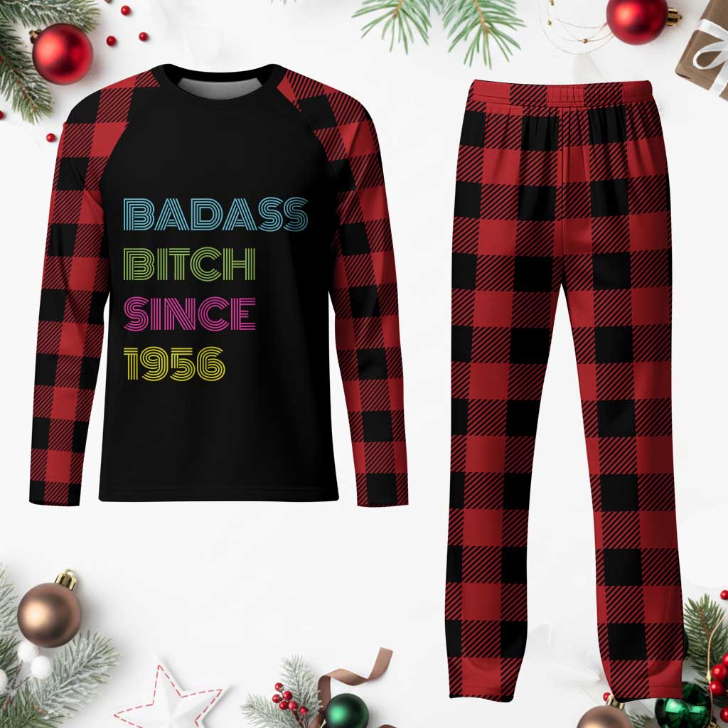 Funny 70th Birthday Plaid Pajama Set Retro Vintage Badass Bih Since 1956 TS10 Buffalo Plaid Print Your Wear