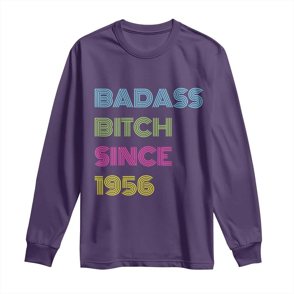 Funny 70th Birthday Long Sleeve Shirt Retro Vintage Badass Bih Since 1956 TS10 Purple Print Your Wear