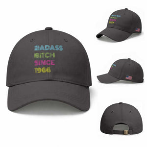 Funny 60th Birthday Baseball Cap Retro Vintage Badass Bih Since 1966 TS10 Baseball Cap Universal Fit Dark Gray Print Your Wear