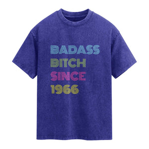Funny 60th Birthday Washed Cotton T-Shirt Retro Vintage Badass Bih Since 1966