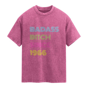 Funny 60th Birthday Washed Cotton T-Shirt Retro Vintage Badass Bih Since 1966